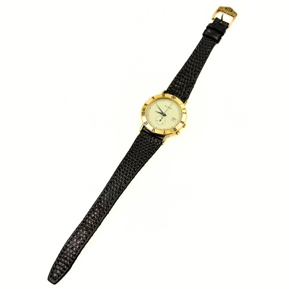 Vintage Gucci 3800 Jr. Gold Plate White Dial Brown Leather Strap Wrist Watch main image 5